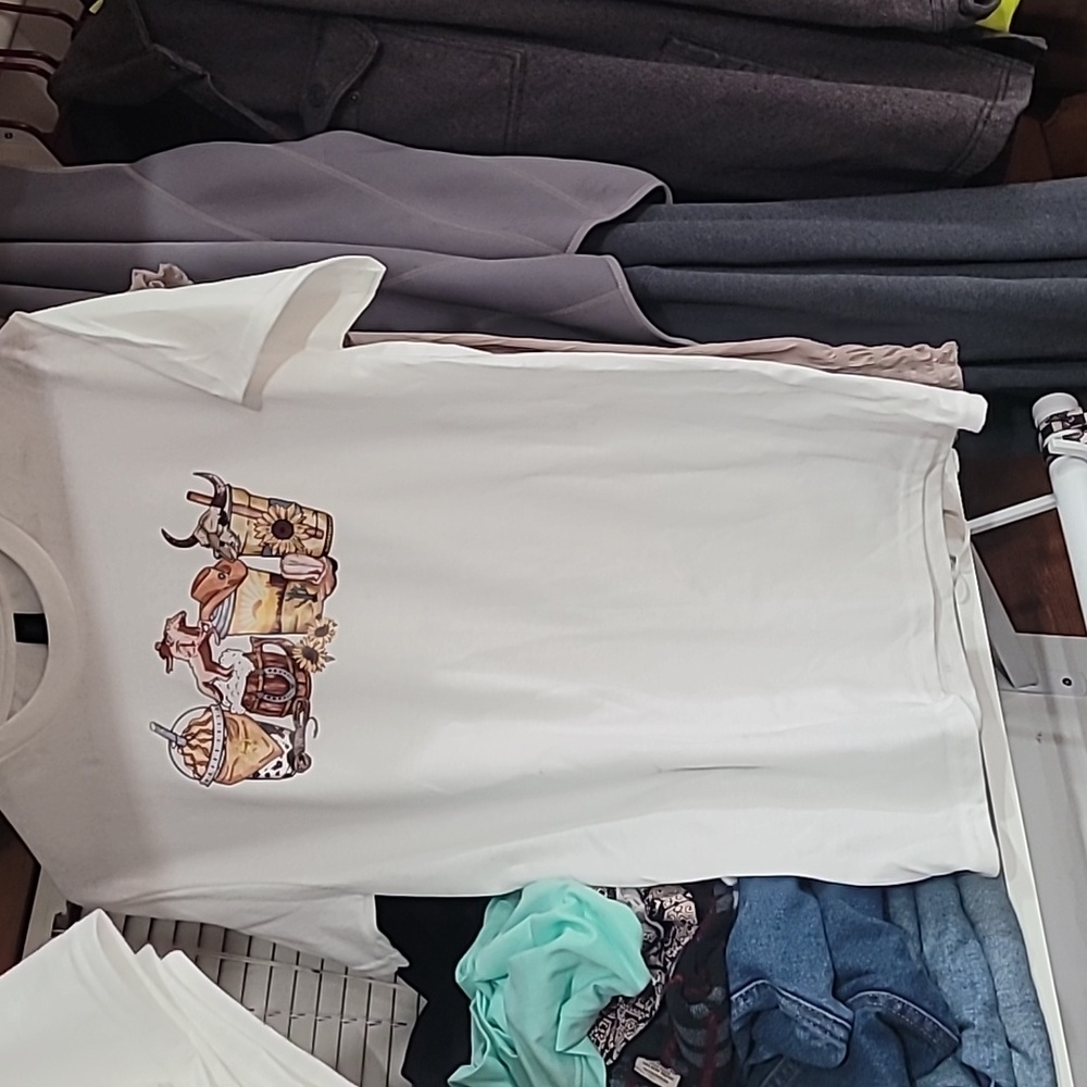 New  Cowboy Themed Print T-Shirt